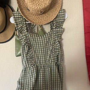 Plaid Ruffle Sleeveless Dress